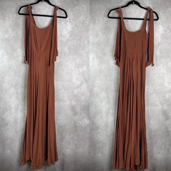 S/W/F SWF Zest Wide Leg Sleeveless Tie Shoulder Strap Square Neck Jumpsuit Sz XS - Picture 2 of 10